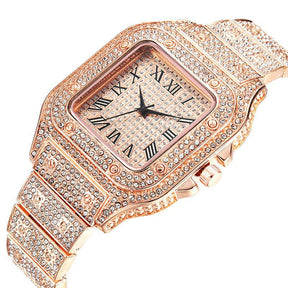 Luxury Diamond Men Women Watches Gold Watch Ladies Wrist Watch Luxury Rhinestone Unisex Bracelet Watches Female Clock 2024 New