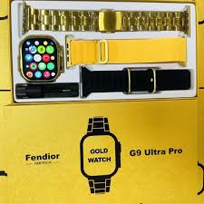 G9 Ultra Pro Smart Watch Fendior Golden Edition | Bluetooth Calling with NFC Supported | 3 Pairs of Straps | Sports Functions | Wireless Charing